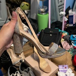 Rhinestone silver heels